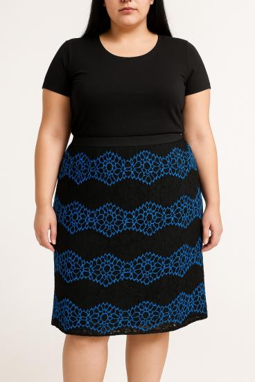 Falda midi de talla grande, negra