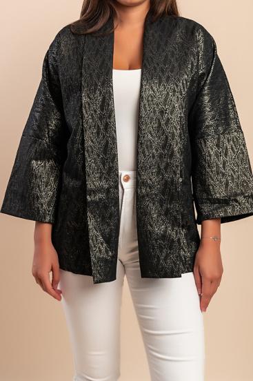 Elegante blazer con mangas anchas, color negro.