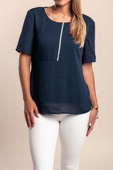 Camiseta de cuello redondo, azul oscuro