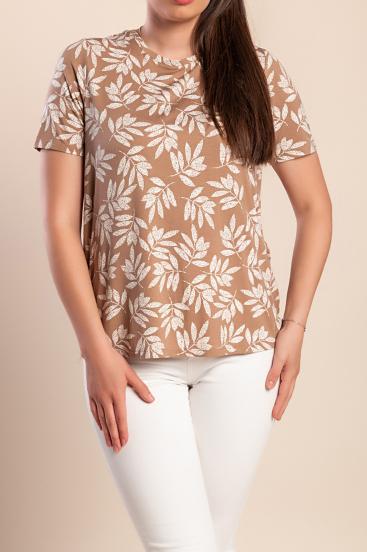 Blusa estampada de talla grande, color beige