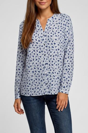 Blusa estampada de talla grande, azul claro