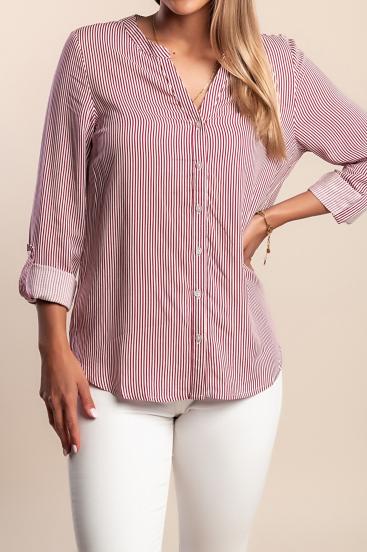 Camisa de talla grande con estampado de rayas, roja.