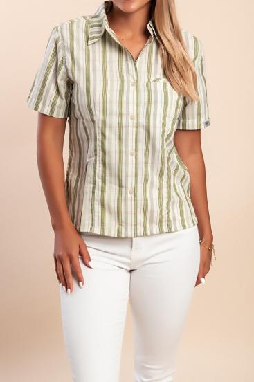 Camisa de manga corta a rayas, verde