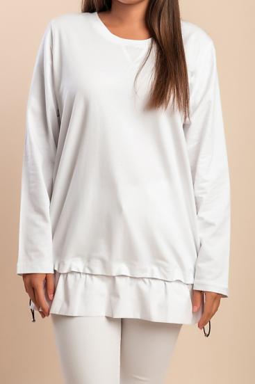 Top de algodón de talla grande, color blanco