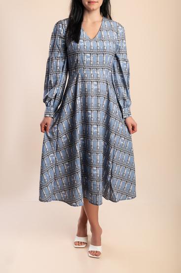 Vestido midi con estampado, azul