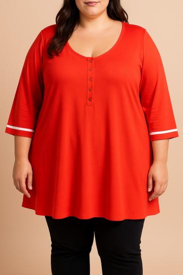 Top de talla grande con botones, rojo