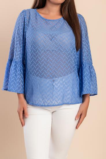 Blusa semitransparente, azul