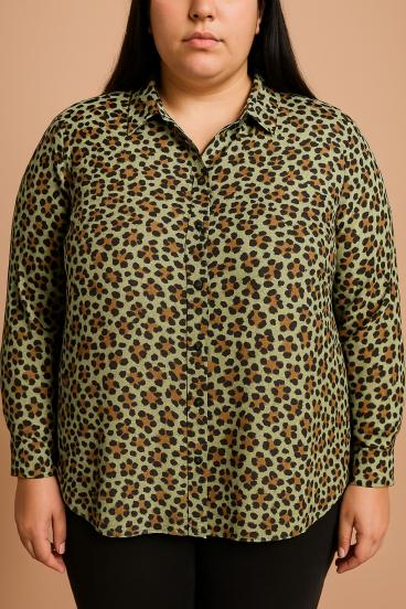 Blusa estampada de talla grande, color verde