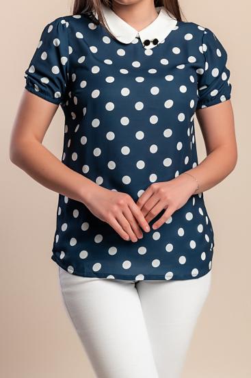 Top con estampado de lunares, azul oscuro