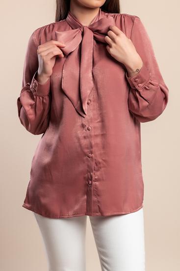Blusa de talla grande con lazo, rosa antiguo