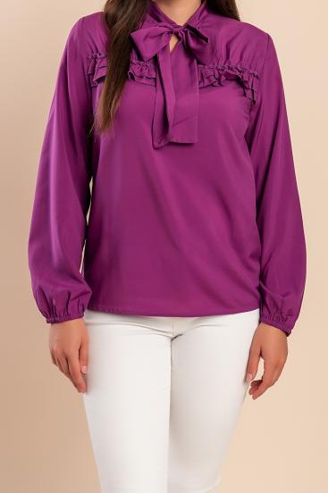 Blusa talla grande con volantes, morada