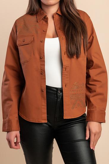 Chaqueta de algodón con botones, marrón