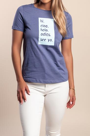 Camiseta de algodón con estampado, azul