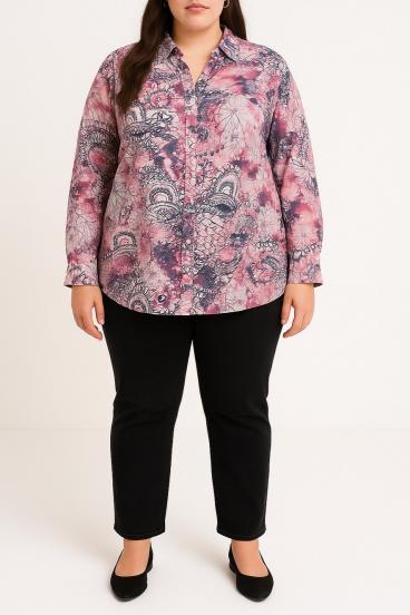 Blusa estampada de talla grande, color rosa