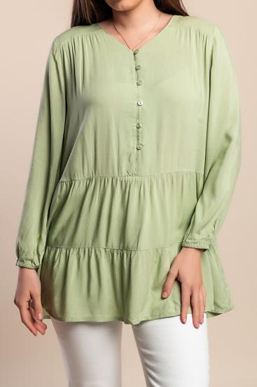 Blusa con botones, verde claro