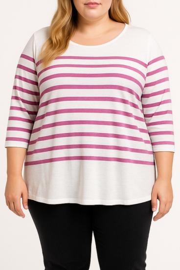 Top de algodón con estampado a rayas, rosa
