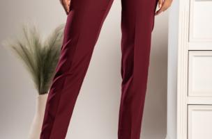 Pantalón largo elegante con perneras rectas Tordina, burdeos