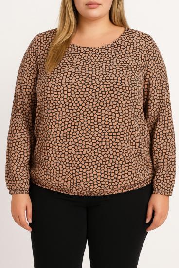 Blusa talla grande con estampado, albaricoque