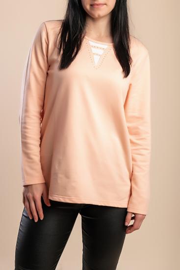 Top talla grande con escote redondo, albaricoque