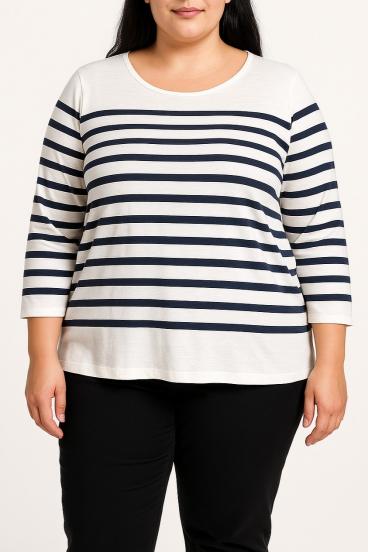 Top de rayas talla grande, blanco