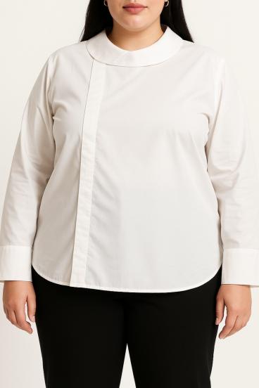 Blusa de algodón talla grande, blanca