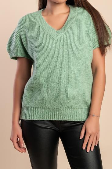 Suéter de manga corta talla grande, verde