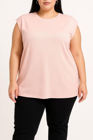 Top de punto talla grande, rosa claro