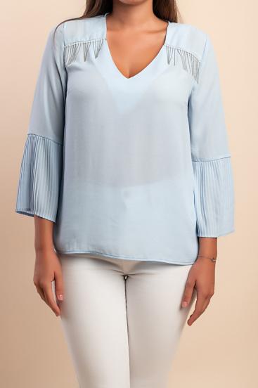 Sudadera con detalle plisado, azul claro
