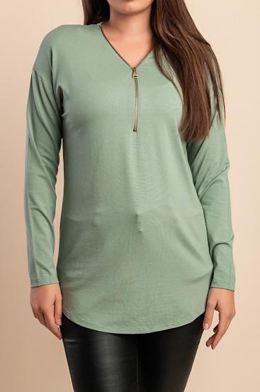 Top con cremallera decorativa, menta