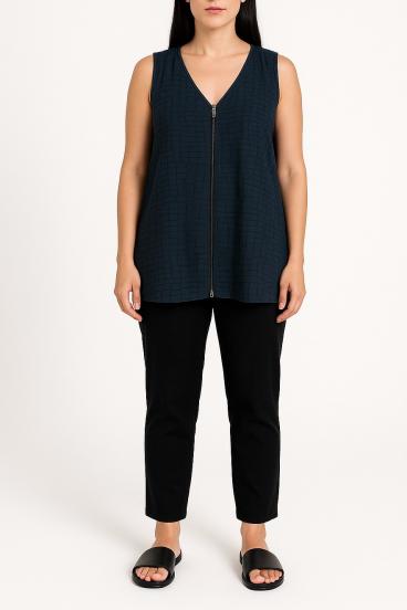 Top con cremallera, azul oscuro