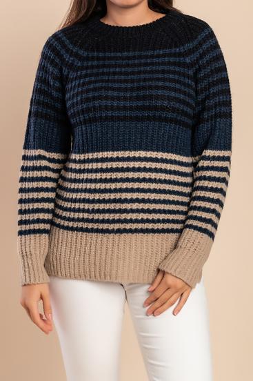 Suéter de cuello redondo, azul oscuro