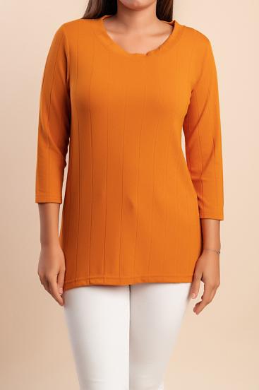 Suéter de cuello redondo, naranja