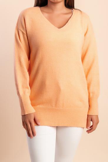 Suéter de cuello en V, Naranja