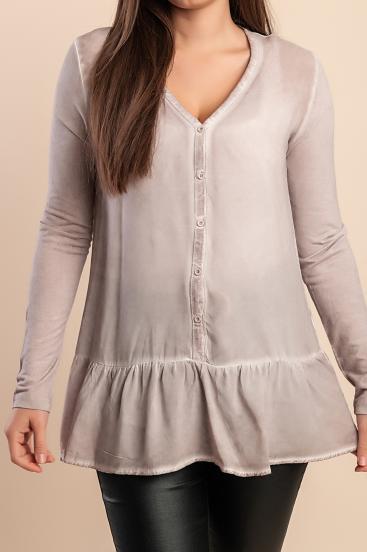 Blusa abotonada, gris