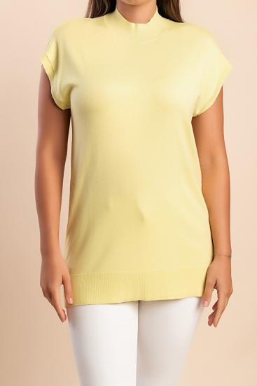 Top con cuello alto, amarillo
