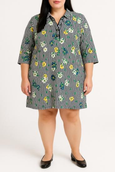 Blusa talla grande con estampado floral, blanca