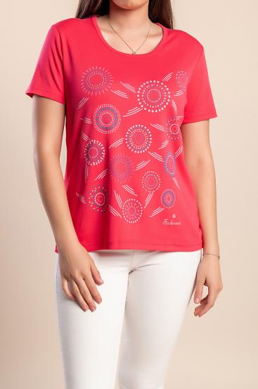 Camiseta estampada, rosa