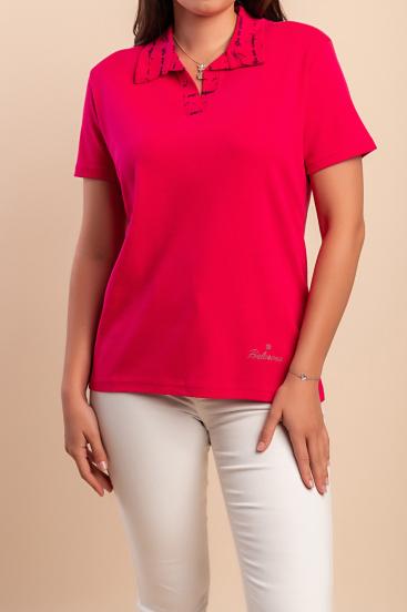 Camiseta con cuello, color rosa