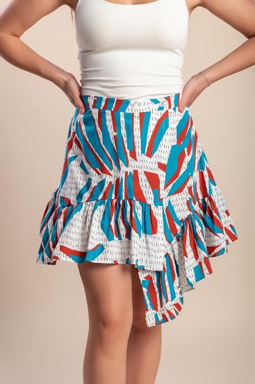 Minifalda de algodón estampada, azul