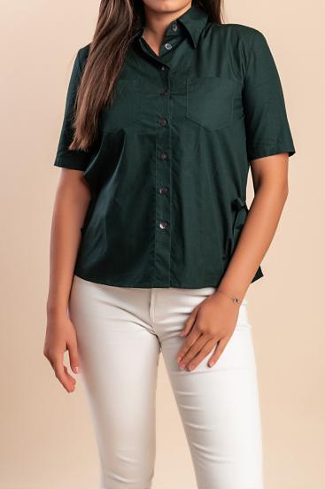Camisa de manga corta de algodón, verde