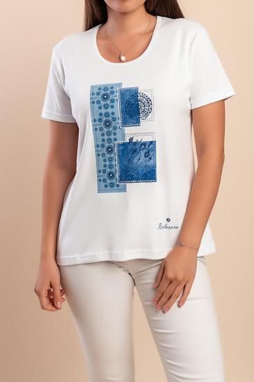 Camiseta de algodón con estampado, color blanco.