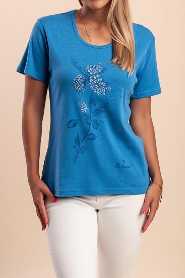 Camiseta de algodón con estampado, azul