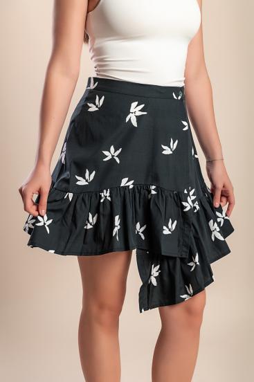 Minifalda de algodón estampada, color negro