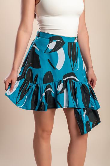 Minifalda de algodón estampada, azul