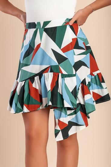 Mini falda de algodón con estampado, multicolor