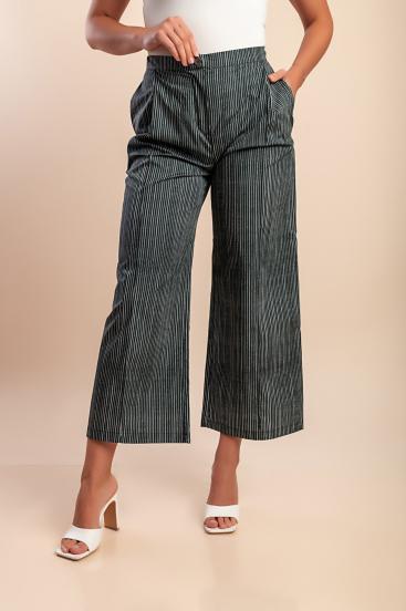 Pantalones de algodón con estampado a rayas, negro