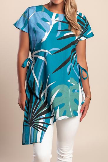 Camiseta de algodón con estampado, azul