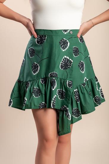 Minifalda de algodón estampada, verde