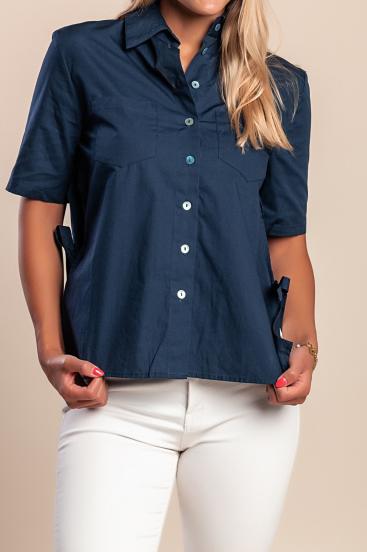 Camisa de algodón con bolsillos, azul oscuro.