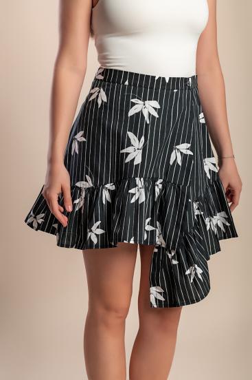 Minifalda de algodón estampada, color negro